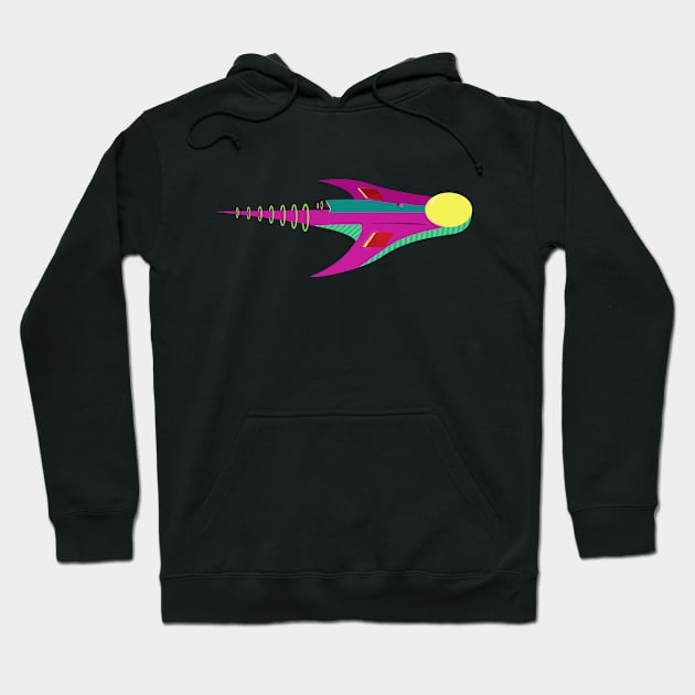 Retro Spaceship Five Hoodie by MadArtisan